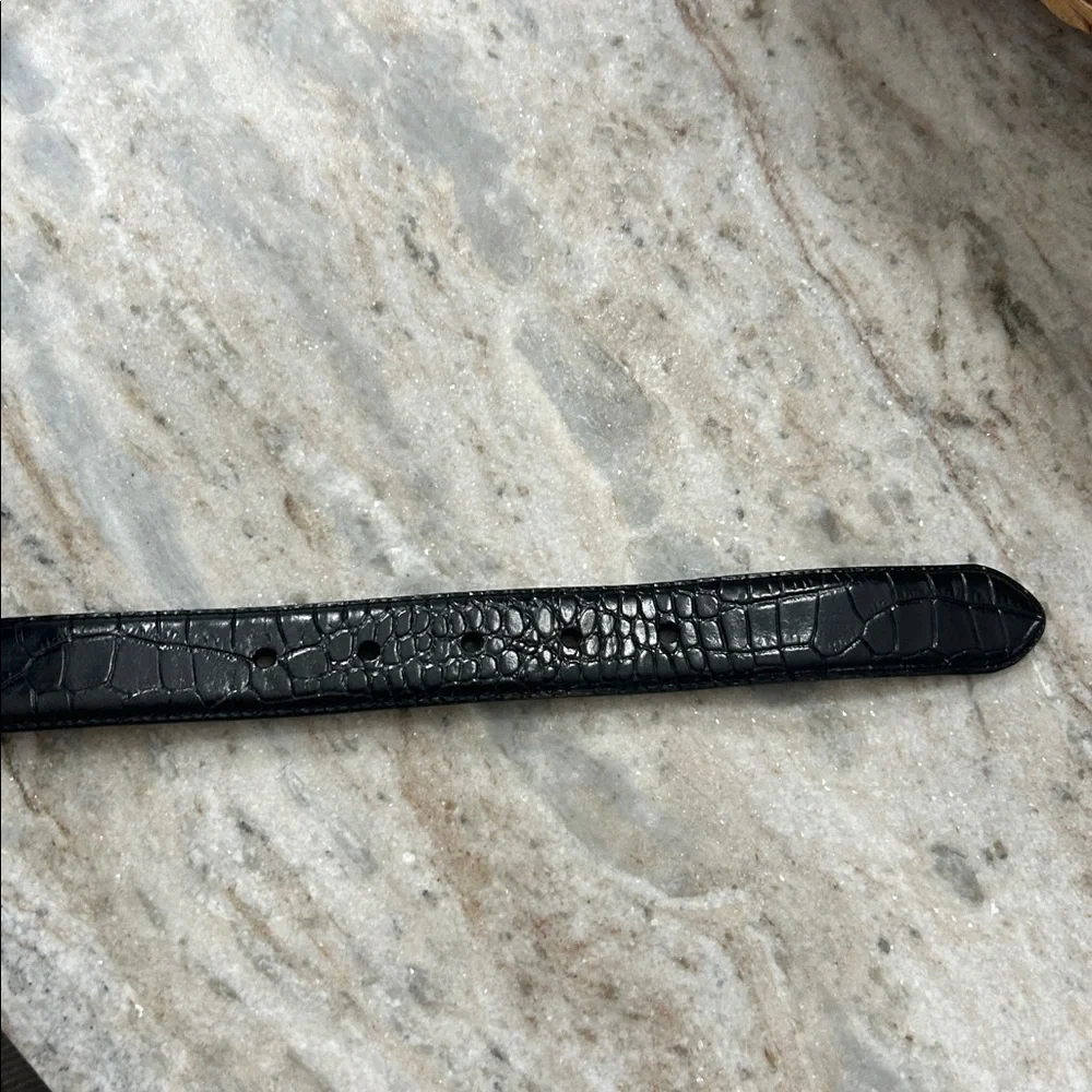 Polo Ralph Lauren Mens Belt Faux Crocodile Alligator Italian Leather Black Sz36 - Picture 12 of 12